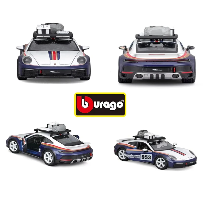 New Product BBURAGO 1:24 Paris Rally Porsche 911 Dakar Die Cast Alloy Model Car Gift Collection Toy