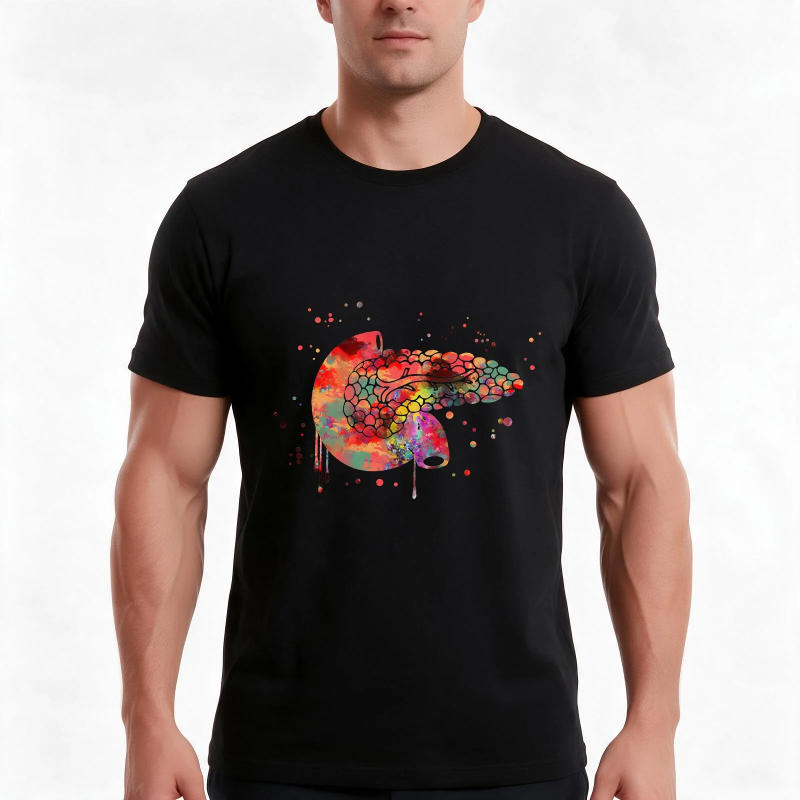 Pancreas, pancreas print, watercolor pancreas, medical art, human anatomy, T-Shirt, Summer Casual Cotton Tee, Unisex Men Women