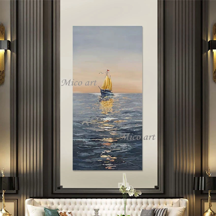 

Abstract Sea Scenery Texture Unframed Wall Hanging Canvas Acrylic Oil Painting Landscape Picture Art Decorative Items For Cafe