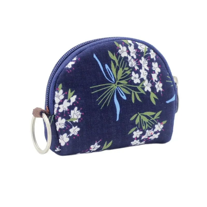 Women's Cotton Floral Printing Coin Purse Female Key Wallet Small Keychain Money Pouch Card Bag Ladies Handbag Bolsa for Girls