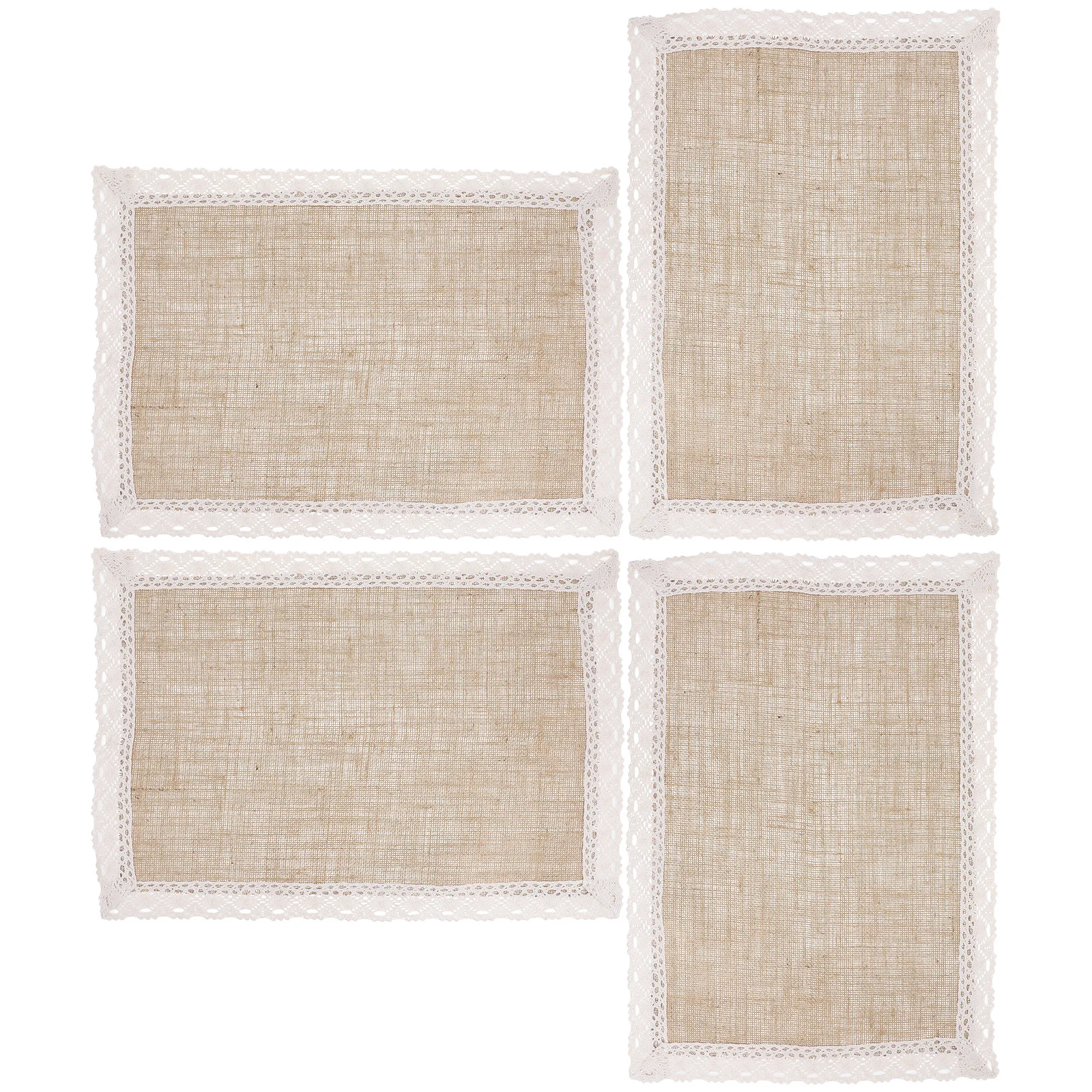 

4 pcs Jute Placemats Natural Linen Dining Table Mats Heat Resistant Washable For Kitchen Decor Thanksgiving Wedding Events