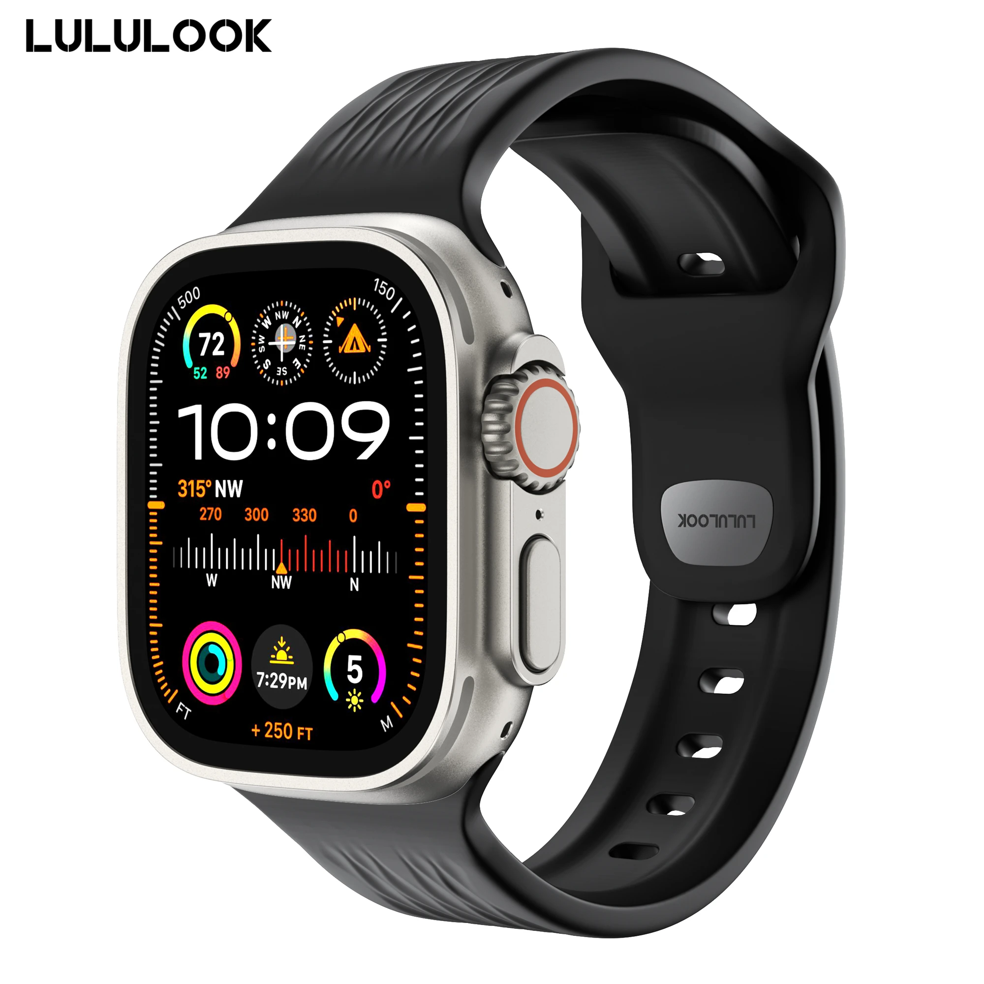 

Спортивный ремешок LULULOOK для Apple Watch Band 49/46/45/44/42 мм, водонепроницаемый ремешок FKM для iWatch Series 10/9/8/Ultra 2/Ultra/7/6