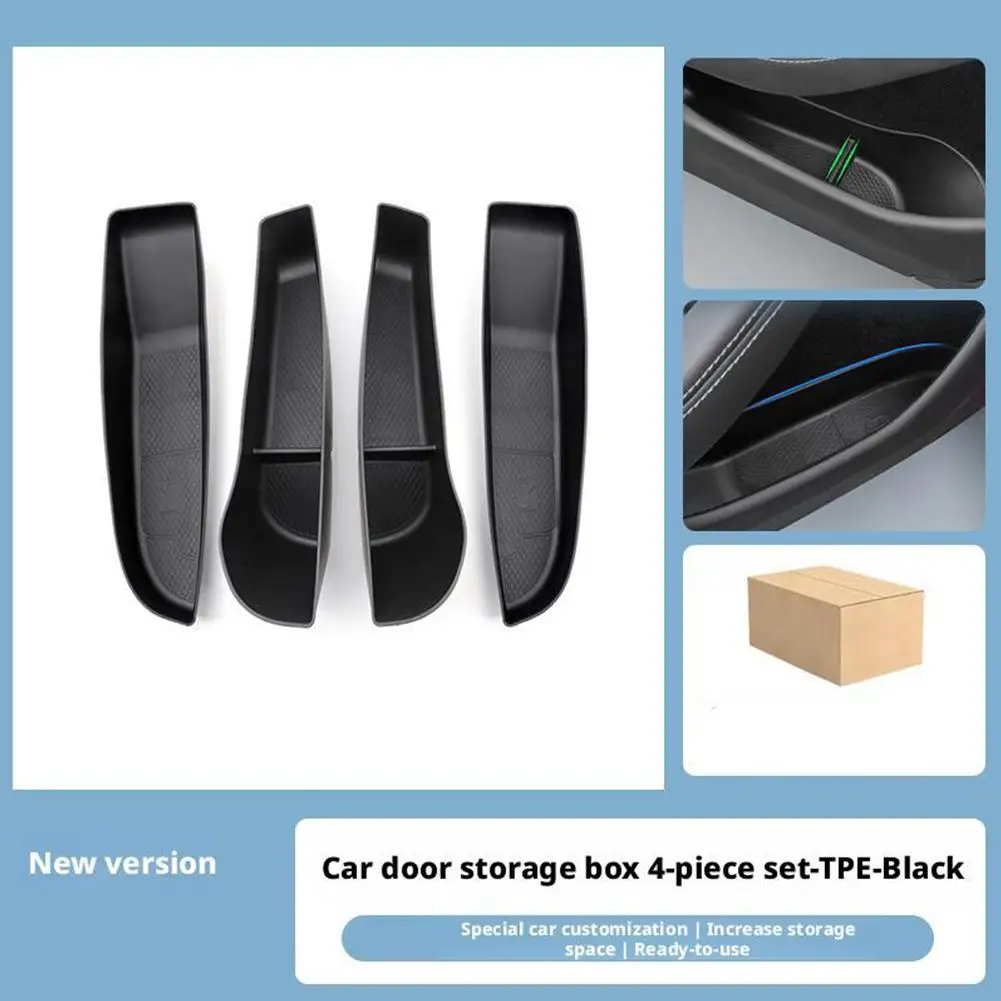 

For Model Y Juniper 2025 Car Door Organizer Trays For Tesla Model Y 2021-2024 Door Slot Storage Box TPE Material E4O1