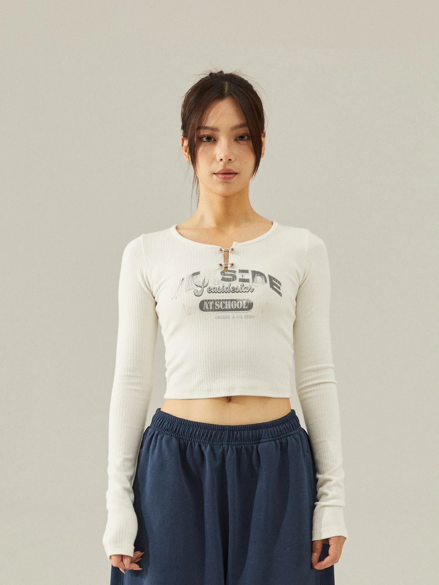 

Женская футболка Sea Side Star American Sle Hot Girl Jazz Dance с длинным рукавом, облегающая, с принтом, для весны и осени, уличный стиль