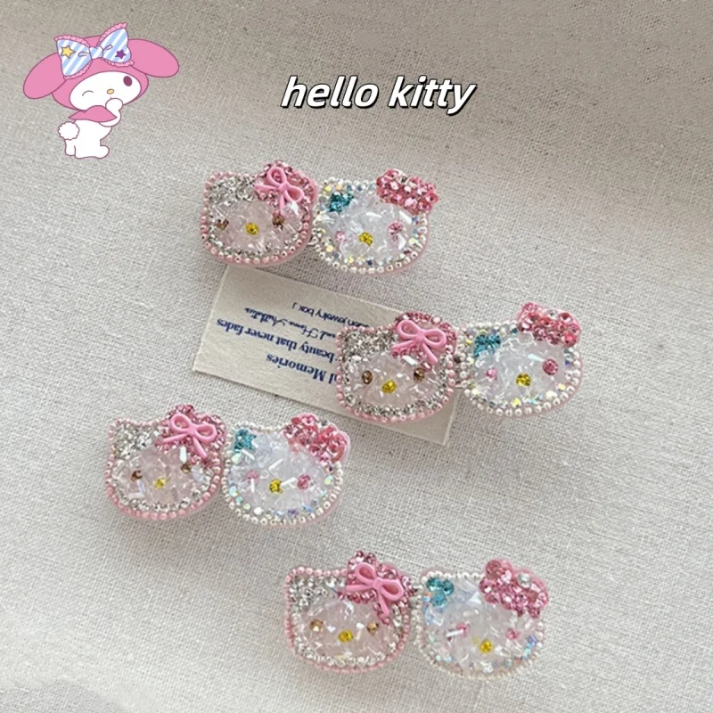 

hello kitty full diamond hair clip sweet girl bangs broken hair side duckbill accessories clips for women clips birthday gift