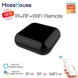 Moes WiFi RF IR Universal รีโมทคอนโทรล RF เครื่องใช้ไฟฟ้าเครื่องใช้ไฟฟ้า Tuya Smart Life App ควบคุมเสียงผ่าน Alexa Google Home ใหม่