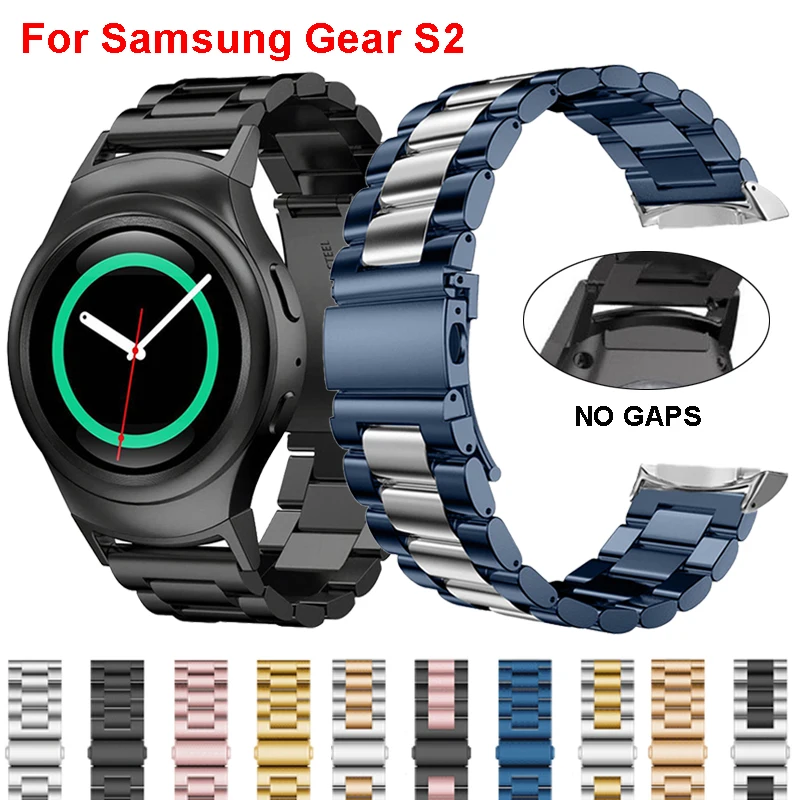 Stainless Steel Strap For Samsung Gear S2 SM-R720 Metal Band With Connector Luxury Bracelet For Samsung Watch GearS2 Accessories