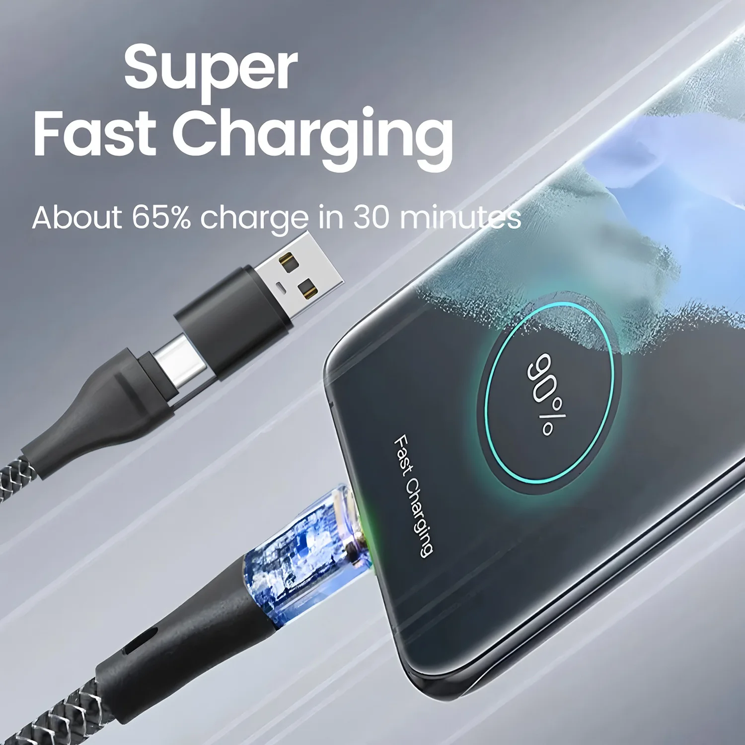 240W 2 in 2 Mobile Phone Data Cable PD Fast Charge Cable Charger 4 in 1 for Samsung Huawei Xiaomi iPhone PD Cable ﻿