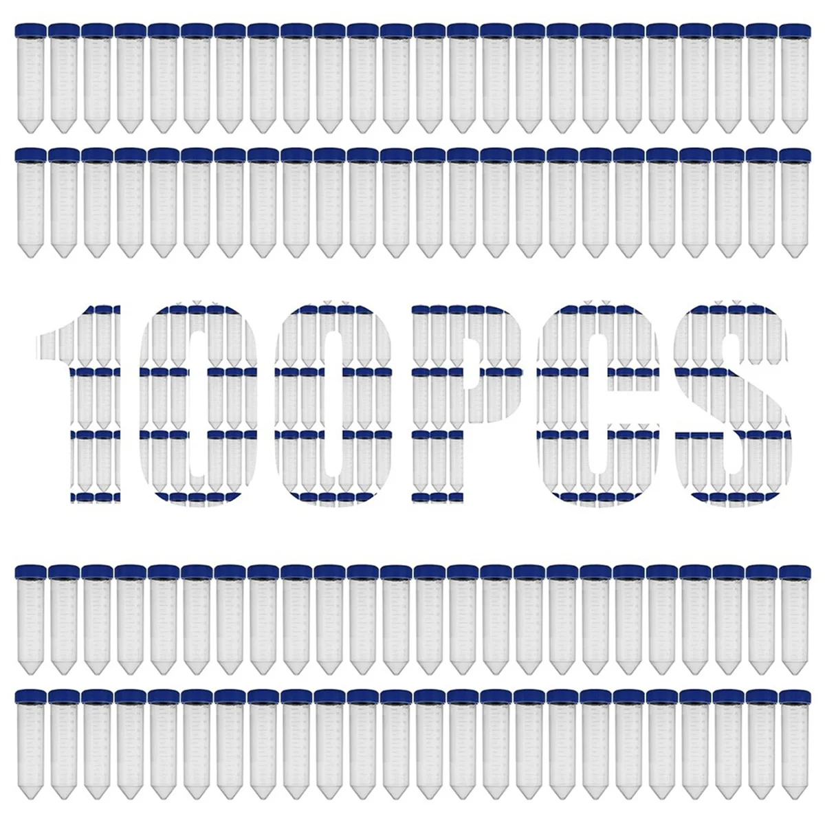 100 Pack 50Ml Centrifuge Tubes, 50 Ml Conical Centrifuge Tubes with Graduated Marks, Write-on Spots and Blue Screw Caps