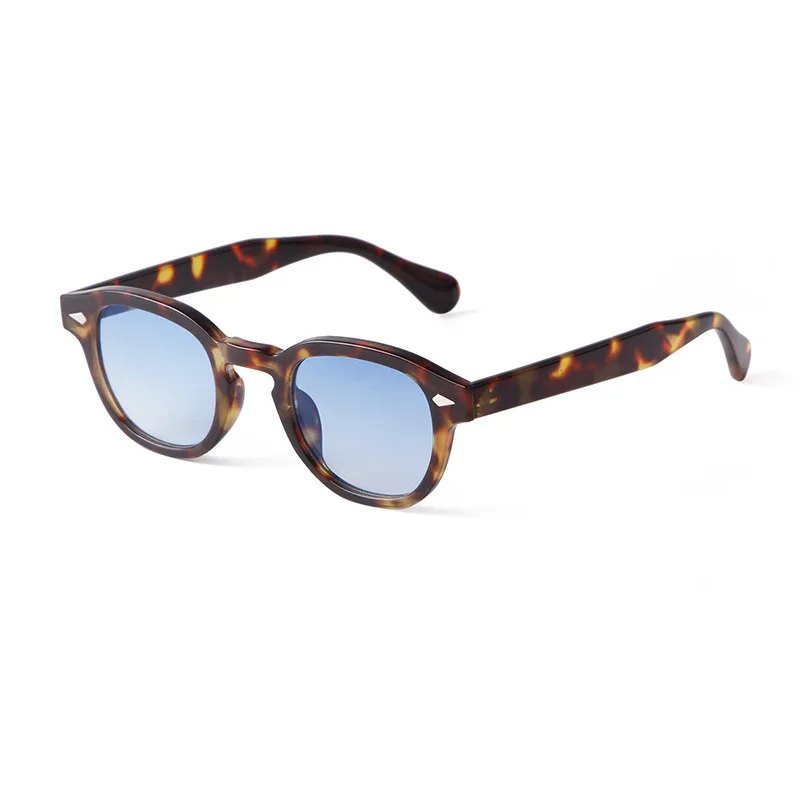 

Vintage Fashion Shell Round Sunglasses Women Men 2025 Brand Design Retro Rivet Yellow Blue Lens Square Sun Glasses Female
