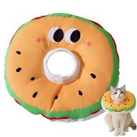 Dog Recovery Collar Adjustable Hamburger Shape Elizabethan Collar Cat Neck Pillow Stop Licking Elizabethan Collar Soft Cone