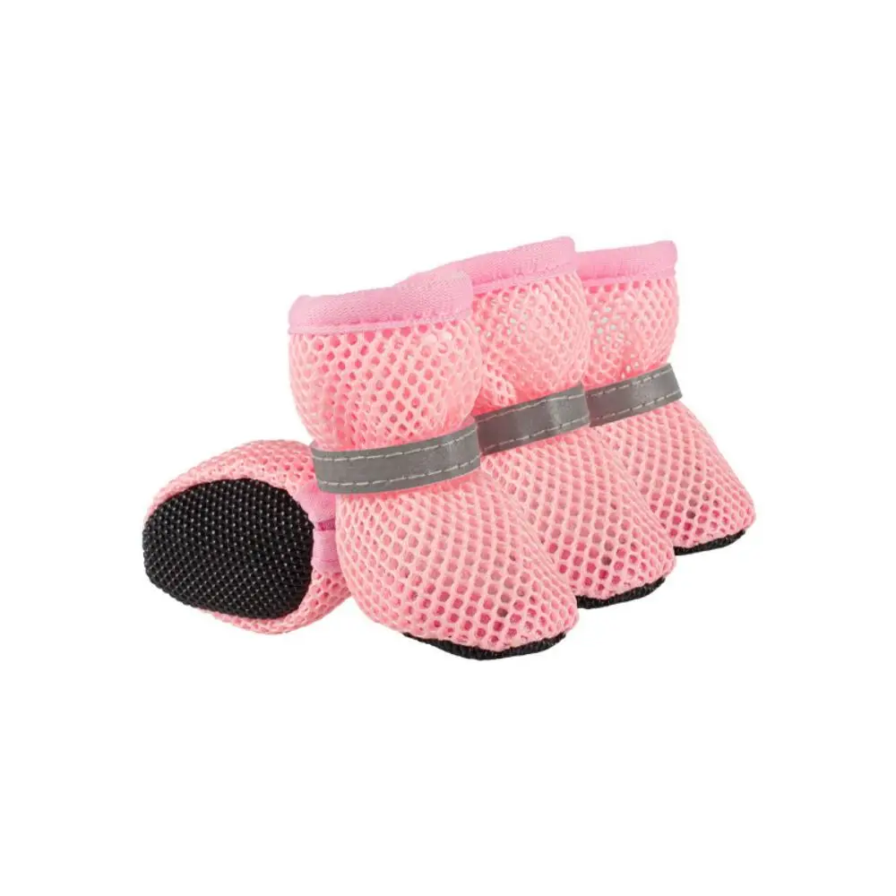 

4pcs/set Fashion Breathable Dog Mesh Shoes Non-slip Reflective Pet Short Boots Wear Resistant Dog Net Shoes for Dogs Cats