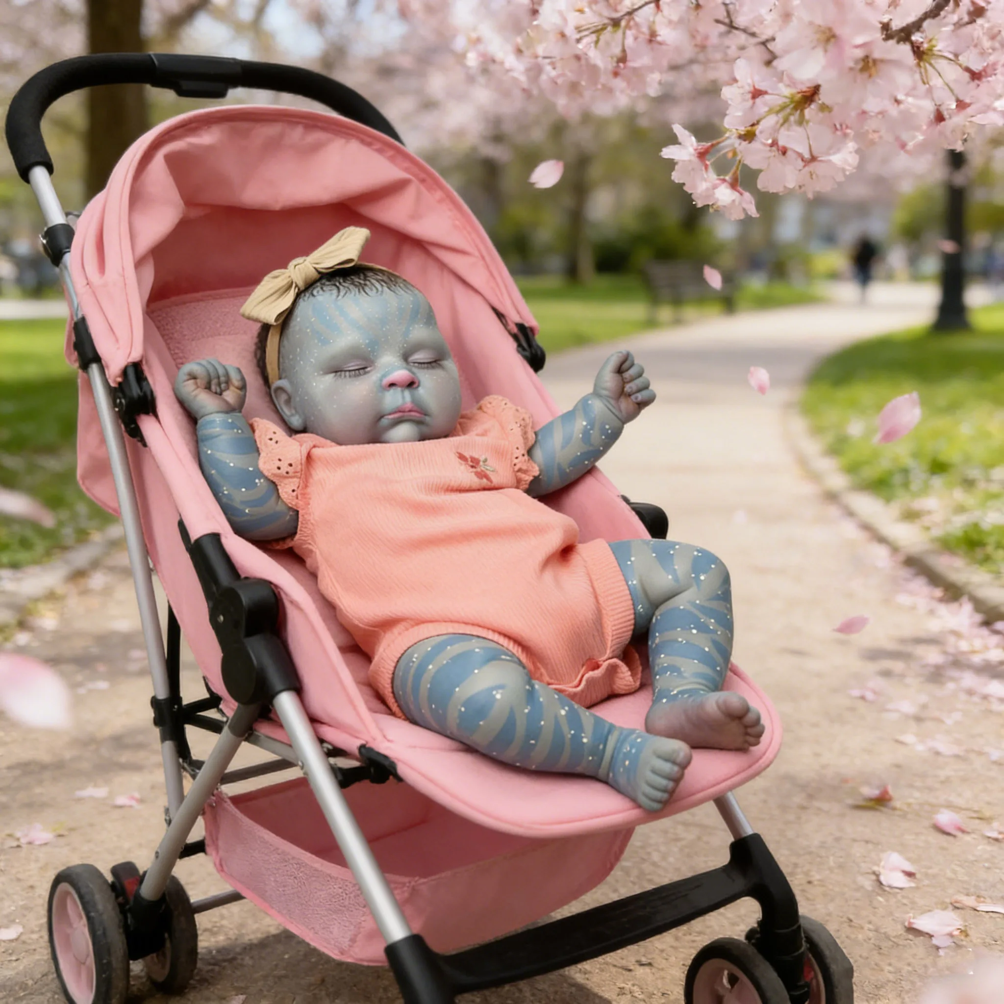 19Inch Real Looking Multiple Layers Painting Blue skin Reborn Peaches Glow in Dark with Hand Paint Hair Lifelike Baby Dolls