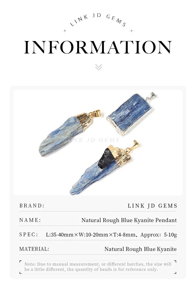 1 Pc Natürliche Raue Blaue Kyanit Stein Lange Anhänger Gold Silber Überzogen Raw Charms Für Schmuck Machen Halskette Zubehör Erkenntnisse – Detail 2