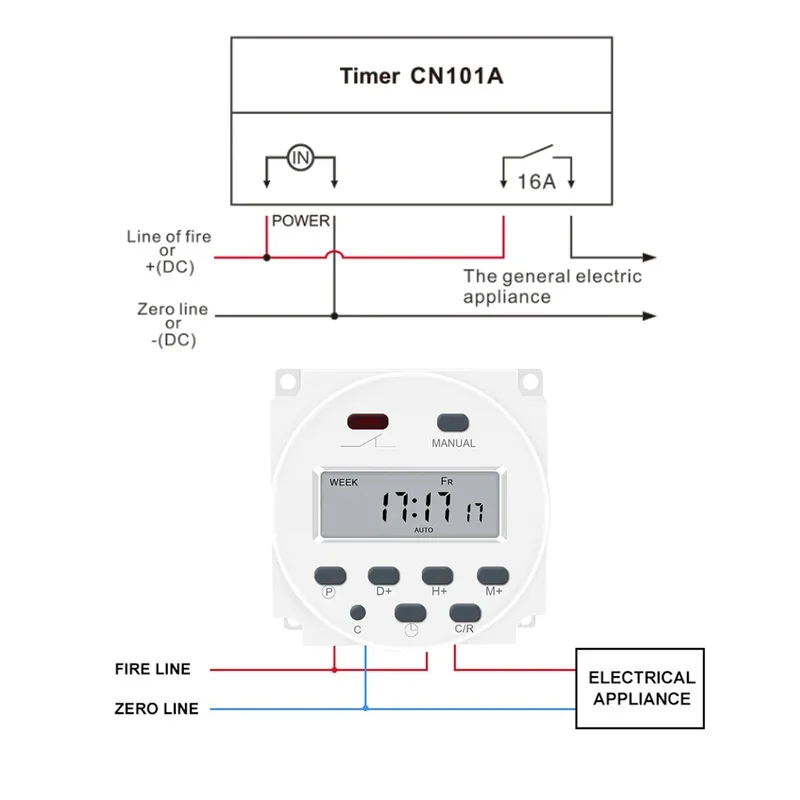 GTHURCS 220V 110V 24V 12V CN101A Timer Switch Digital LCD Power Timer Programmable Time Switch Relay 16A high quality CN101
