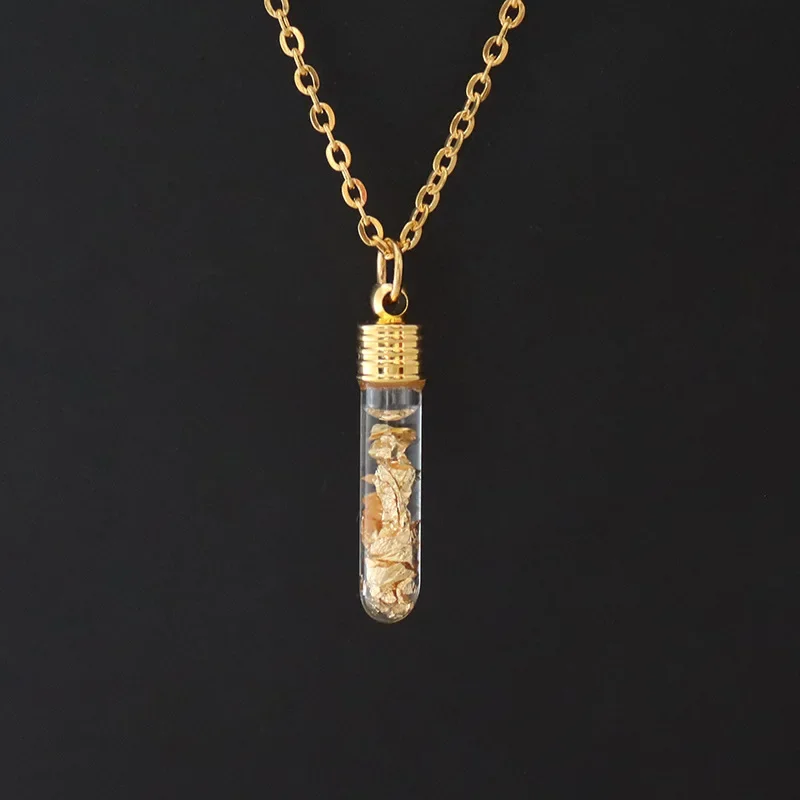 Fashion Glass Perfume Necklace DIY Women's Goldlea Aromatherapy Essential Oil Wishing Bottle Pendant Birthday Party Jewelry