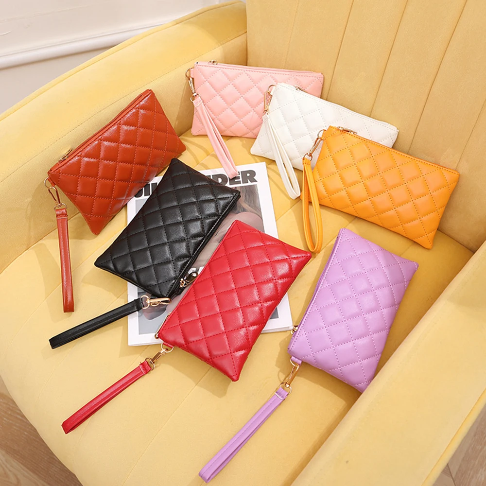 Wallet For Women Embroidery Coin Purse New Fashion Small Wrist Bag High-quality PU Coin Wallet Zipper Closure Candy Colors