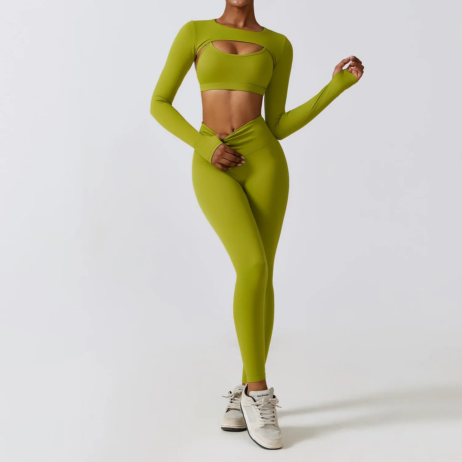 3 Pieces Fitness Yoga Set Women Solid Color Stretch Athletic Suit Sexy Bra Zipper Jacket High Waist Leggings Female Sportswear