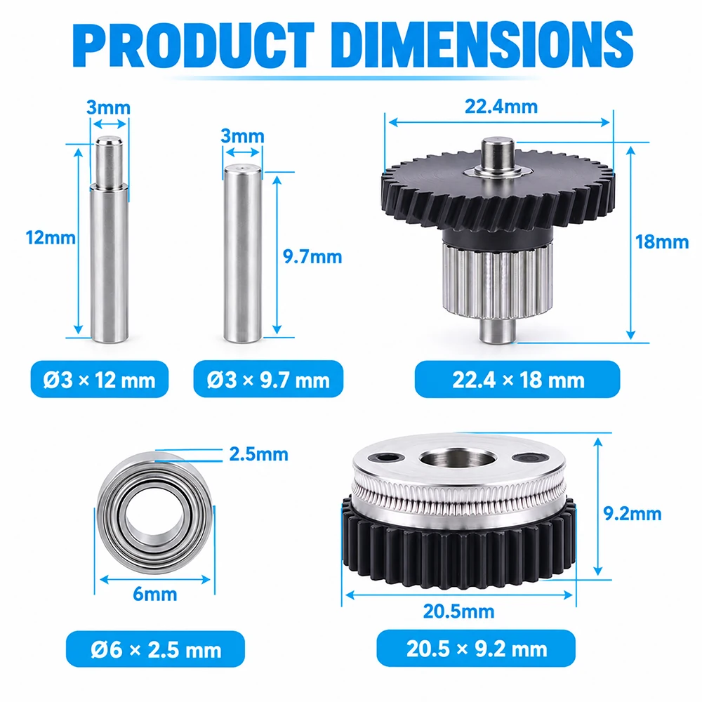 Extruder Gear Kit For QIDI Q2 / Plus 4 Harden Steel Gears For QIDI X-Max 3/Plus 3/Smart-3 Replacement 3D Printer Machine Parts 6