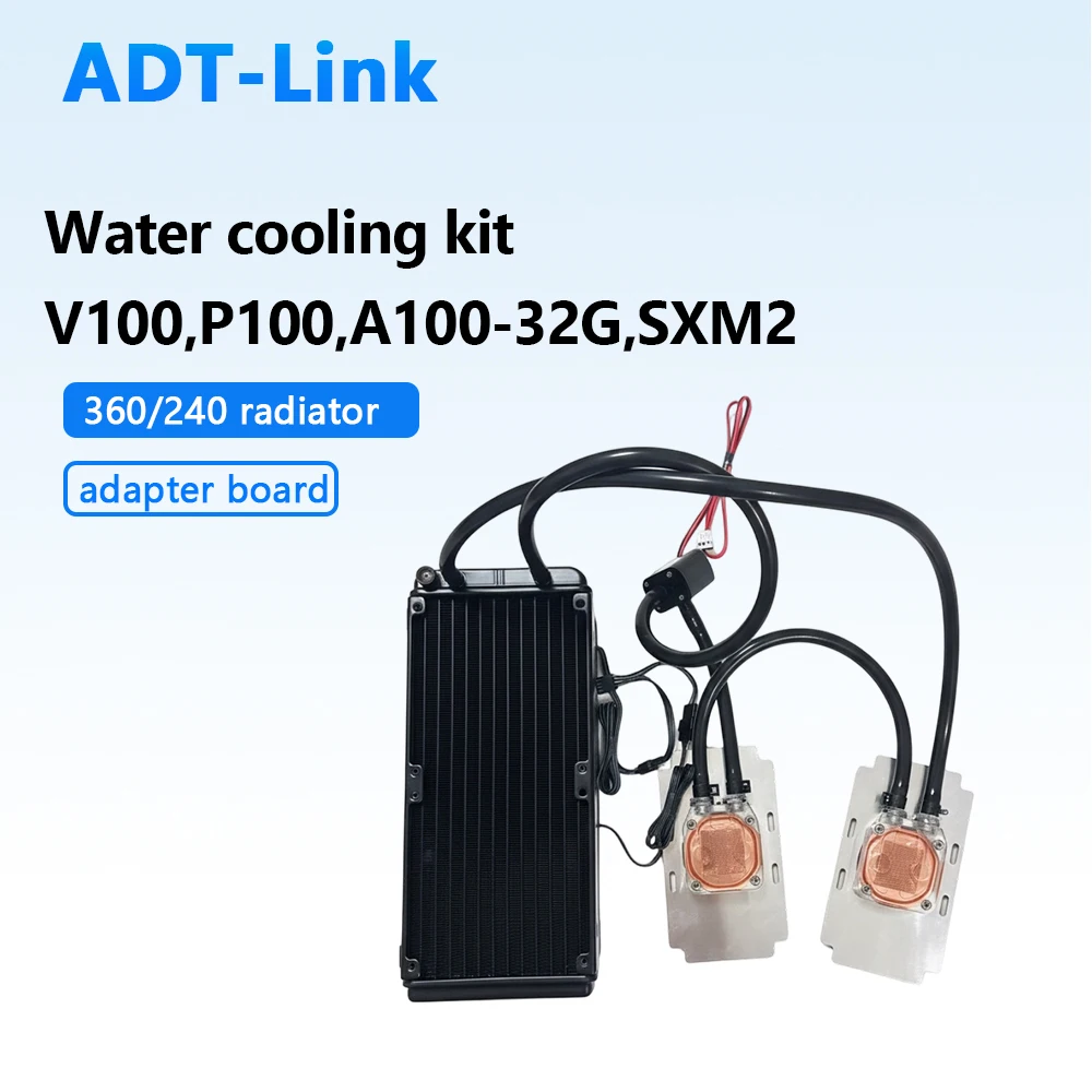 

For NVIDIA Tesla V100 Water Cooling Block Kit Single /Dual Water Block 240mm /360mm Radiator , SXM2 To PCIE Adapter Card Board