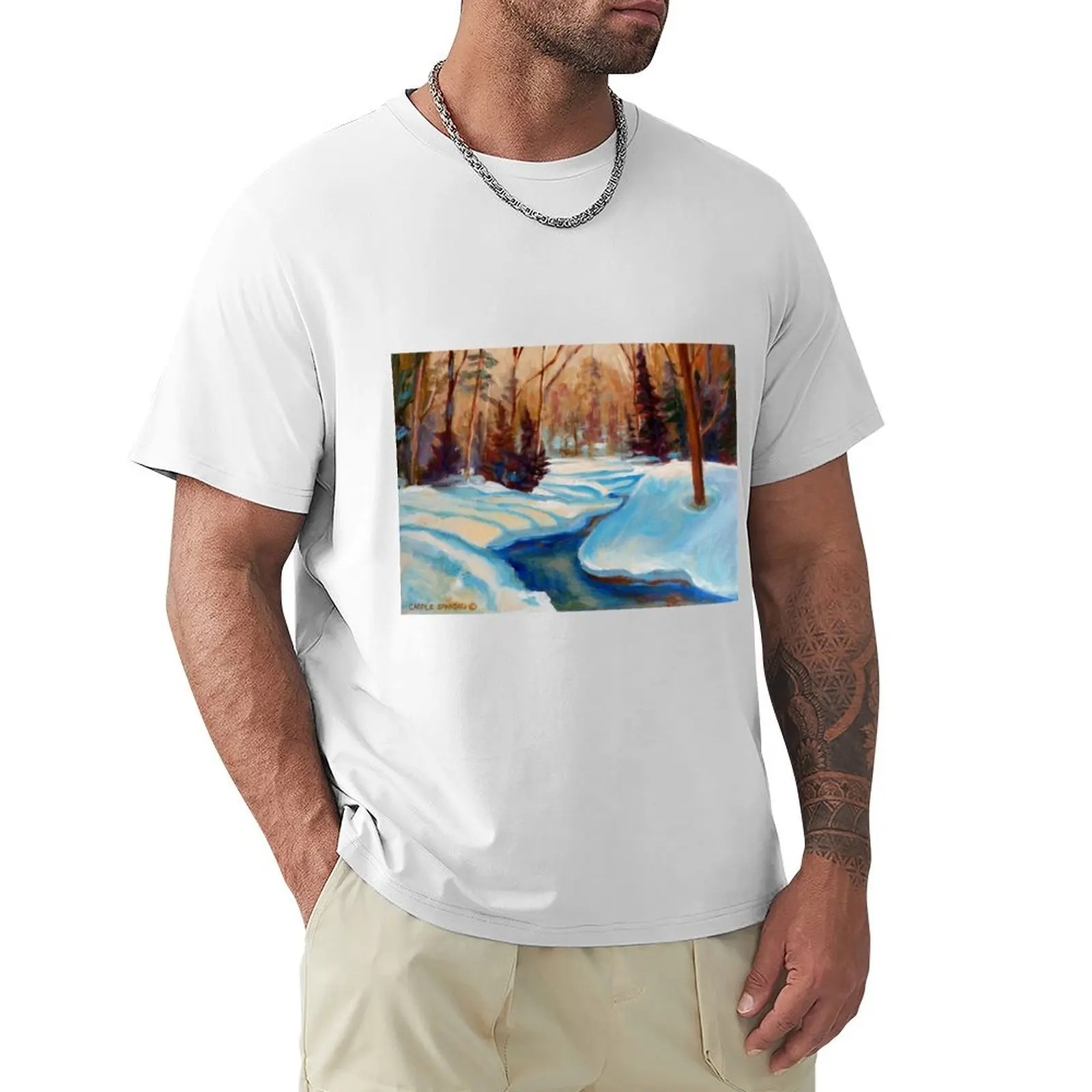 CANADIAN SCENERY BEAUTIFUL WINTER LANDSCAPE PAINTINGS BY CANADIAN ARTIST CAROLE SPANDAU T-Shirt cute tops mens plain t shirts