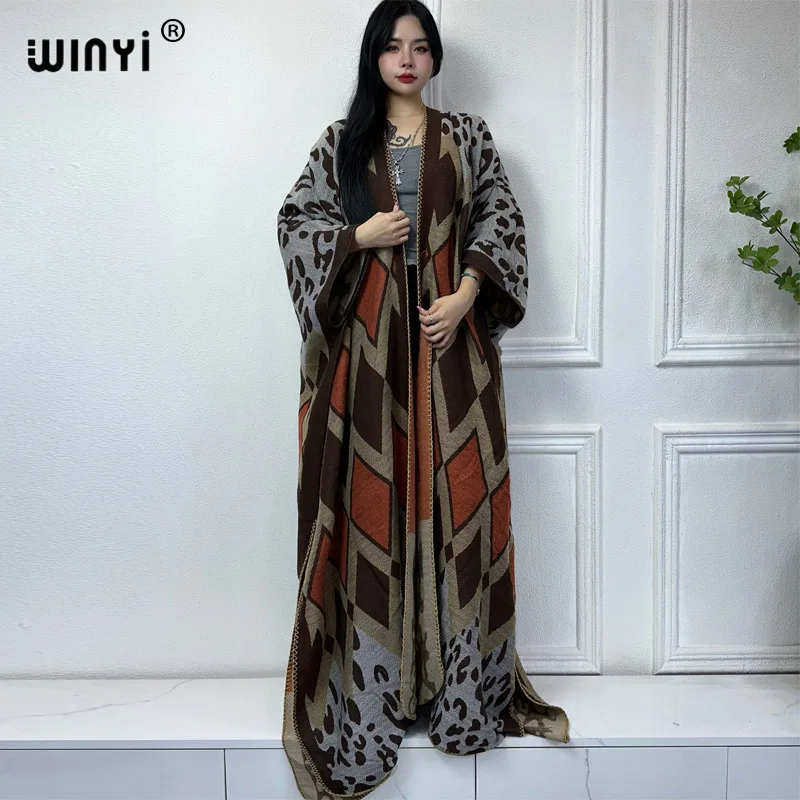 WINYI new winter kimono outfits for women blog cardigan loose holiday hipster party dress Thick Warm Female jacket fashion abaya