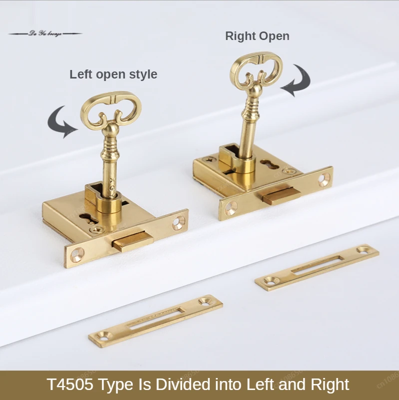 Retro European Antique Brass Drawer Cabinet Locks Cupboard File Cabinet Hidden Cabinet Door Locks Furniture Locks Brass Tone