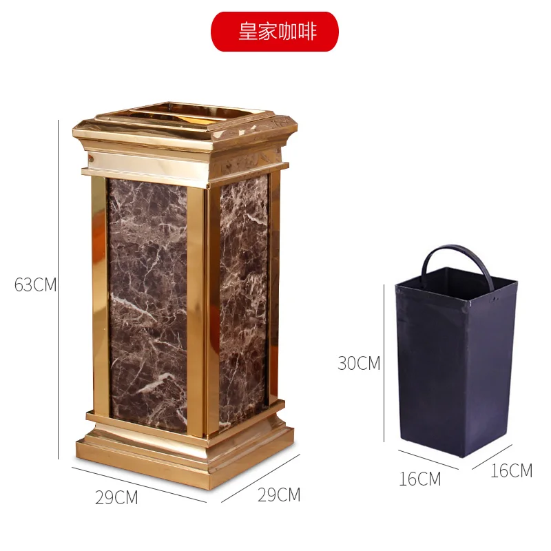 

Ведро для золы сиденья Лобби отеля Титановый мусорный бак Вход в лифт Высококачественный мраморный мусорный бак