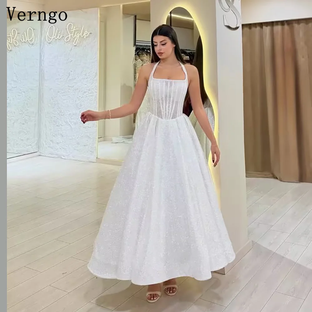 

Verngo lvory Shiny Evening Dress Sweetheart A Line Prom Gowns Women Elegant Pleated Bone Party Gowns Customized