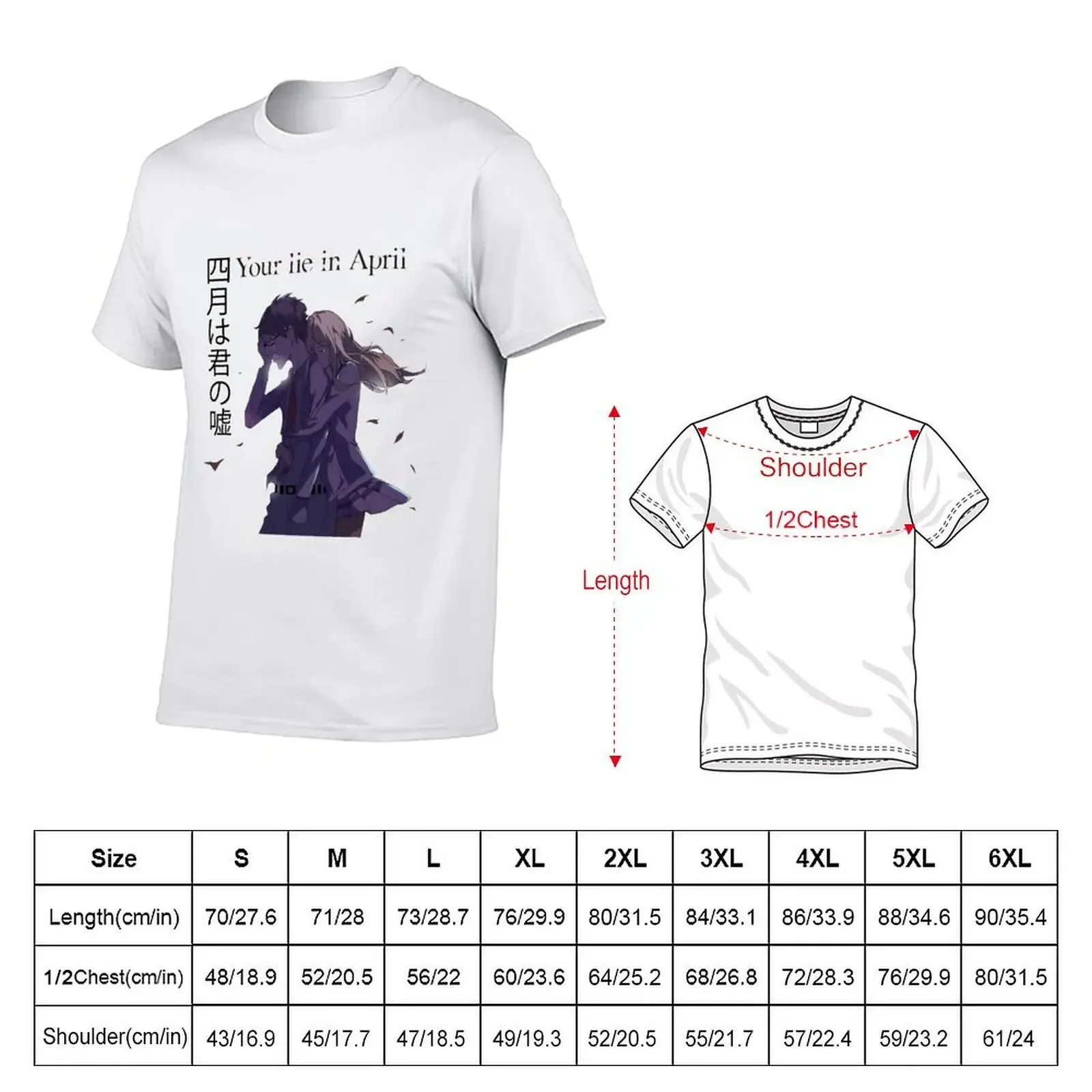 Your Lie In April Shigatsu Wa Kimi No Uso Arima And Kaori T-Shirt customs clothes Luxury man t shirts for men pack