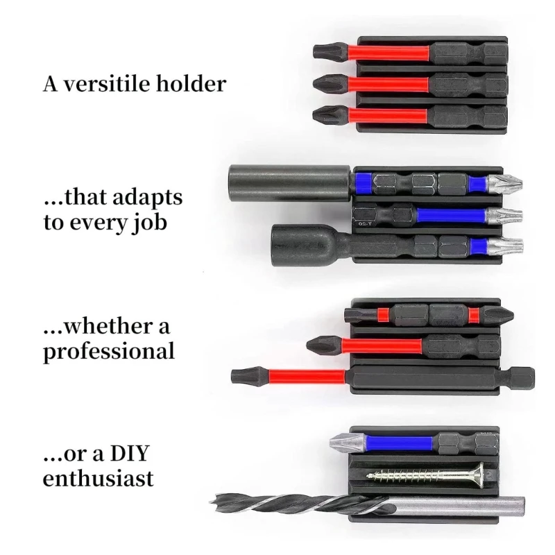 

Tool Bit Holder Shockproof Design High Adhesion Backing Universally Fit for Electric Drills Quickly Swaps System