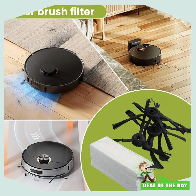24-Hour Delivery 13Pcs Roller Brush Filter Side Brush Replacement Parts For Qihoo 360 S10 X100 Max Robotic Vacuum Cleaner