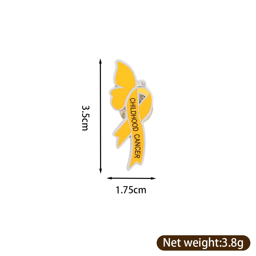 Childhood Cancer Awareness Badge Butterfly Yellow Ribbon Lapel Pin Hope Change And New Life Jewelry