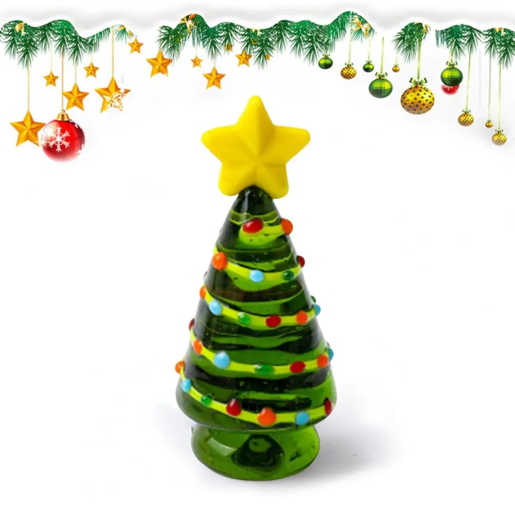 Design Christmas Ornament Handmade Glass Christmas Tree Ornaments Green Xmas Tree Decoration Blown Glass Figurine for Home Table