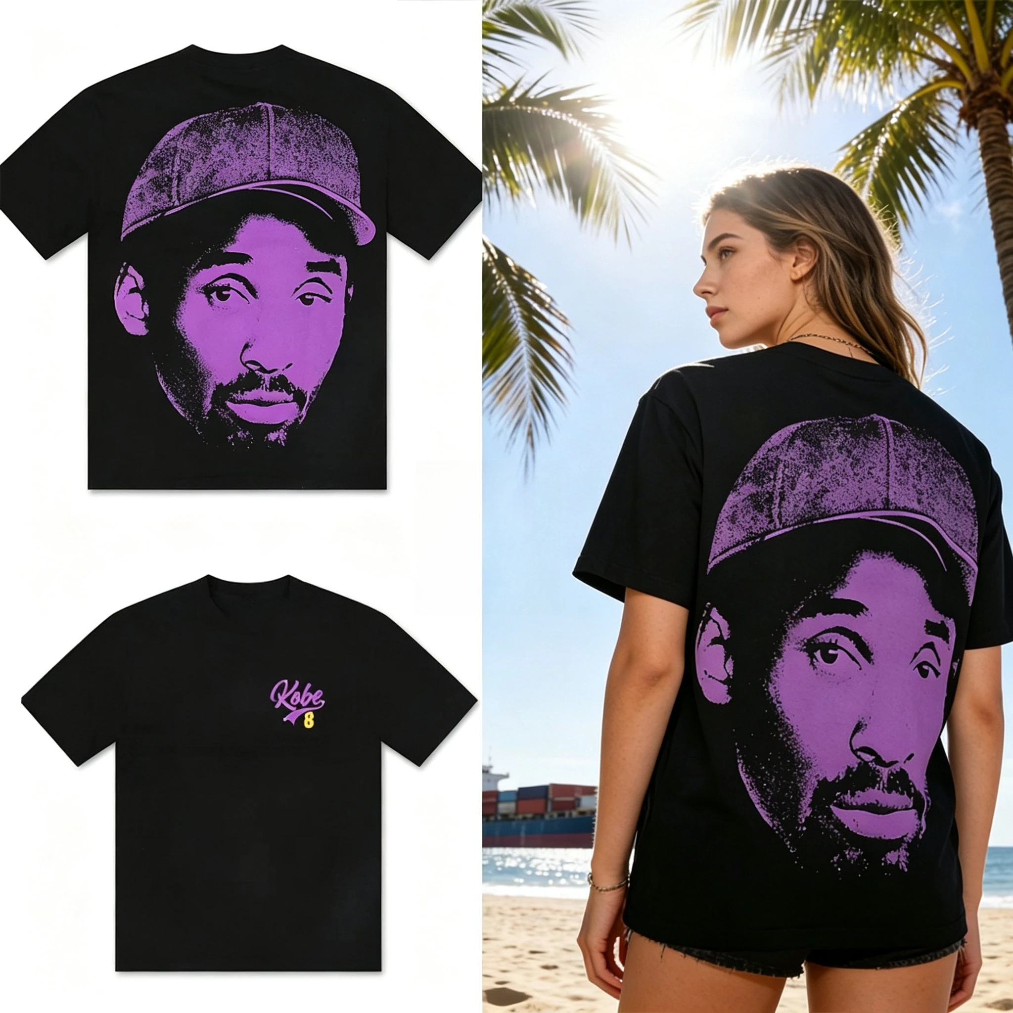 2026 Vintage Portrait Art Graphic T-Shirt Kids Adults Oversized Crew Neck Short Sleeve Tee Large Back & Small Front Print Tops