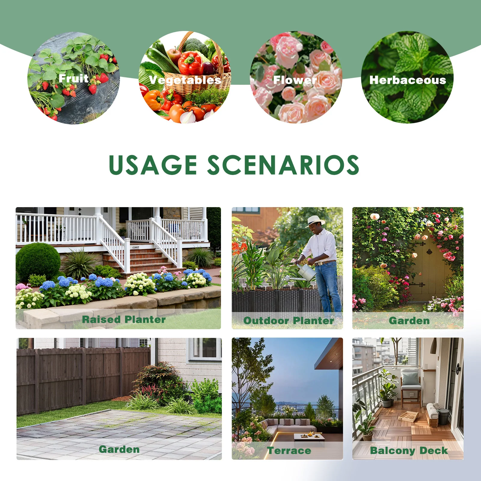 

Large Planters Outdoor Raised Plant Pots for Garden Patio Balcony Deck To Planting Flowers