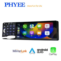 Bluetooth Car Radio 1 Din Carplay, Android-Auto, USB TF Aux, FM Stereo Reciver, 5 inch Touch Screen, Audio System Head Unit 3005