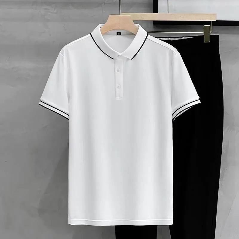 2024 Summer Lapel Collar Simplicity Generous Temperament Senior Leisure Trend Solid Color Comfort Popularity Men's Polo Shirts