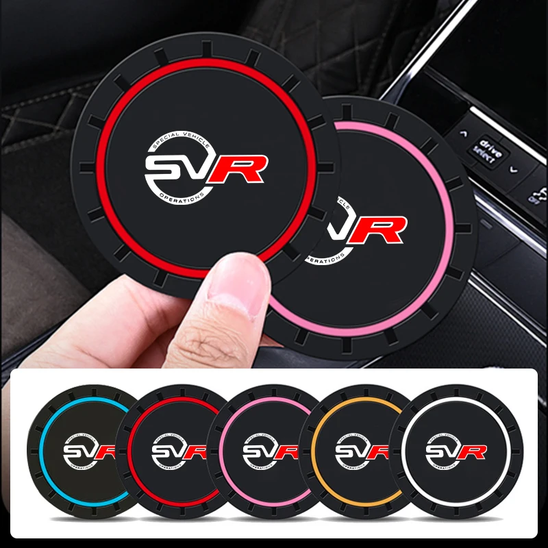 2Pcs Car Silicone Coaster Anti-Slip Water Cup Drink Mat For Jaguar SVR XF XJ XE S-Type F-Type X-Type F-Pace I-Pace E-Pace XFR XK