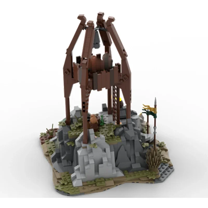 Ladrillos de torre de vigilancia de madera medieval, torre de mirada modular, bloques de arquero, castillo, campana, ladrillos, torre de vigilancia, bloques, regalo medieval