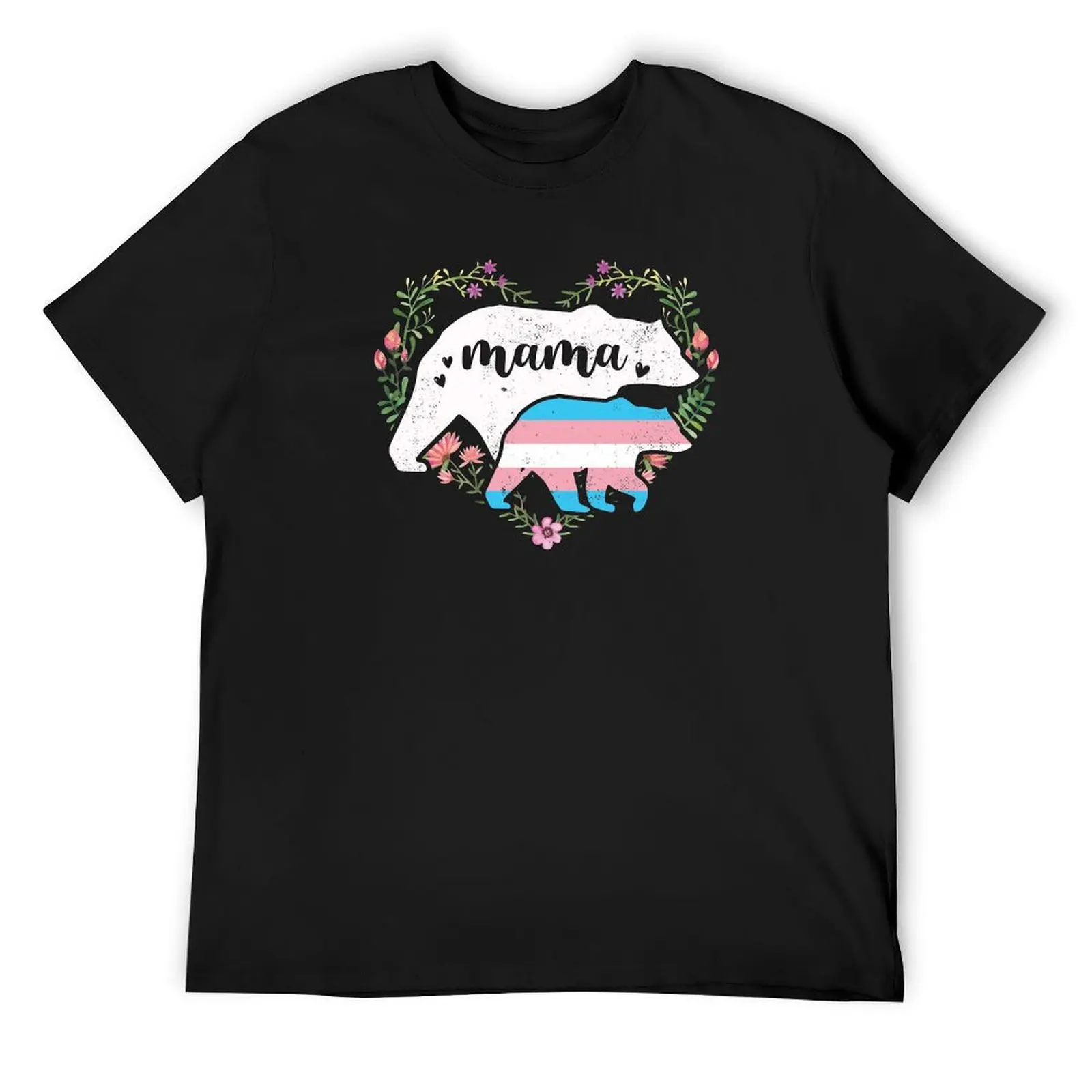 

LGBTQ Mama Bear Transgender Pride Flag Gay Equal, Mother Mom T-Shirt man t shirt plain street wear funny t shirts for men