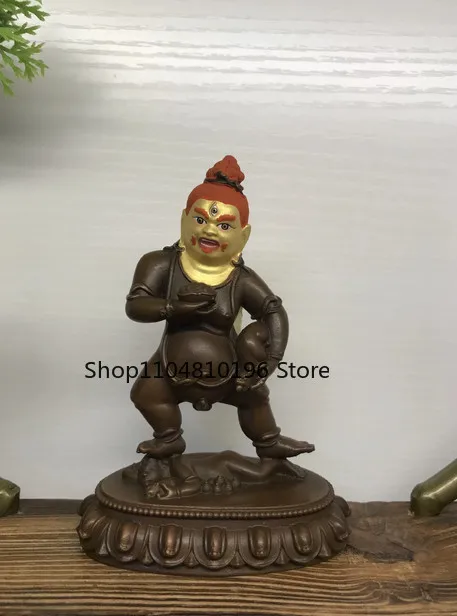 10CM Tibet Face Painted ‌Black Jambhala Dzambala Buddha Copper Statue