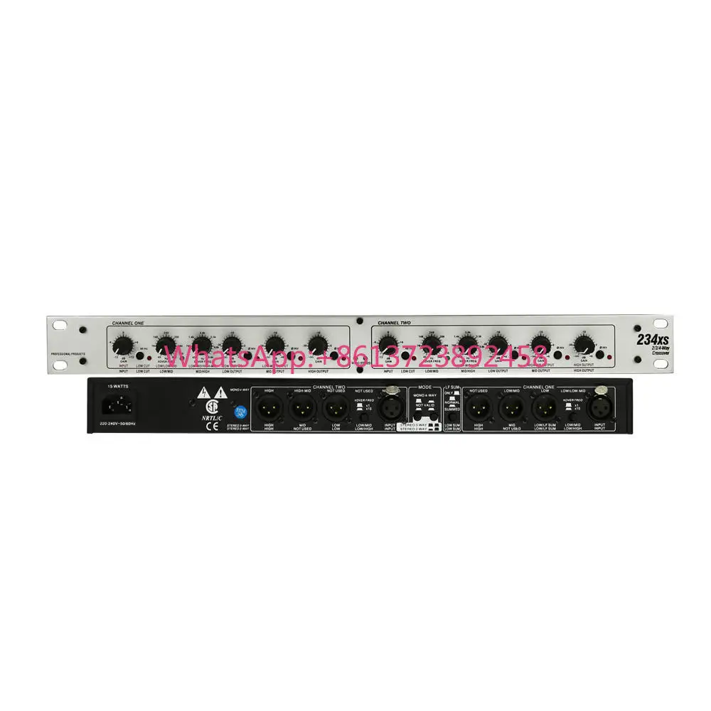 Crossover Eletrônico Profissional 234xs, Divisor de Frequência de 2/3 Vias Estéreo e Mono, 4 Canais para Subwoofer e Sistema de PA