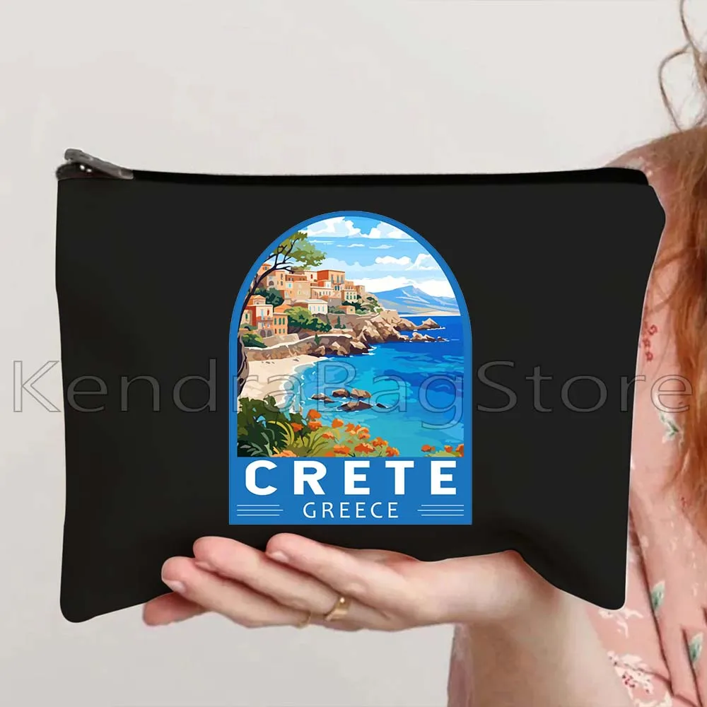 Kreta Kos Corfu Santorini Athen Griechenland Dublin Frankreich Edinburgh Sydney Reiseemblem Leinwand Kosmetik Make-up Karte Tasche Hülle Beutel