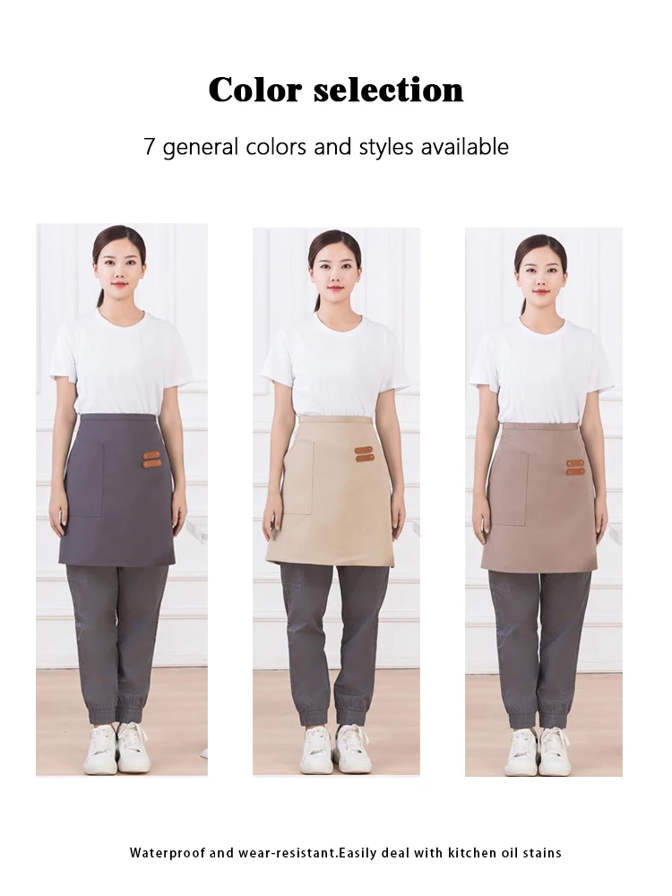 Avental de cintura de lona multiuso, meio avental durável para bar, pessoal, restaurante, cozinha, servidor de panela quente e trabalho de serviço de alimentação