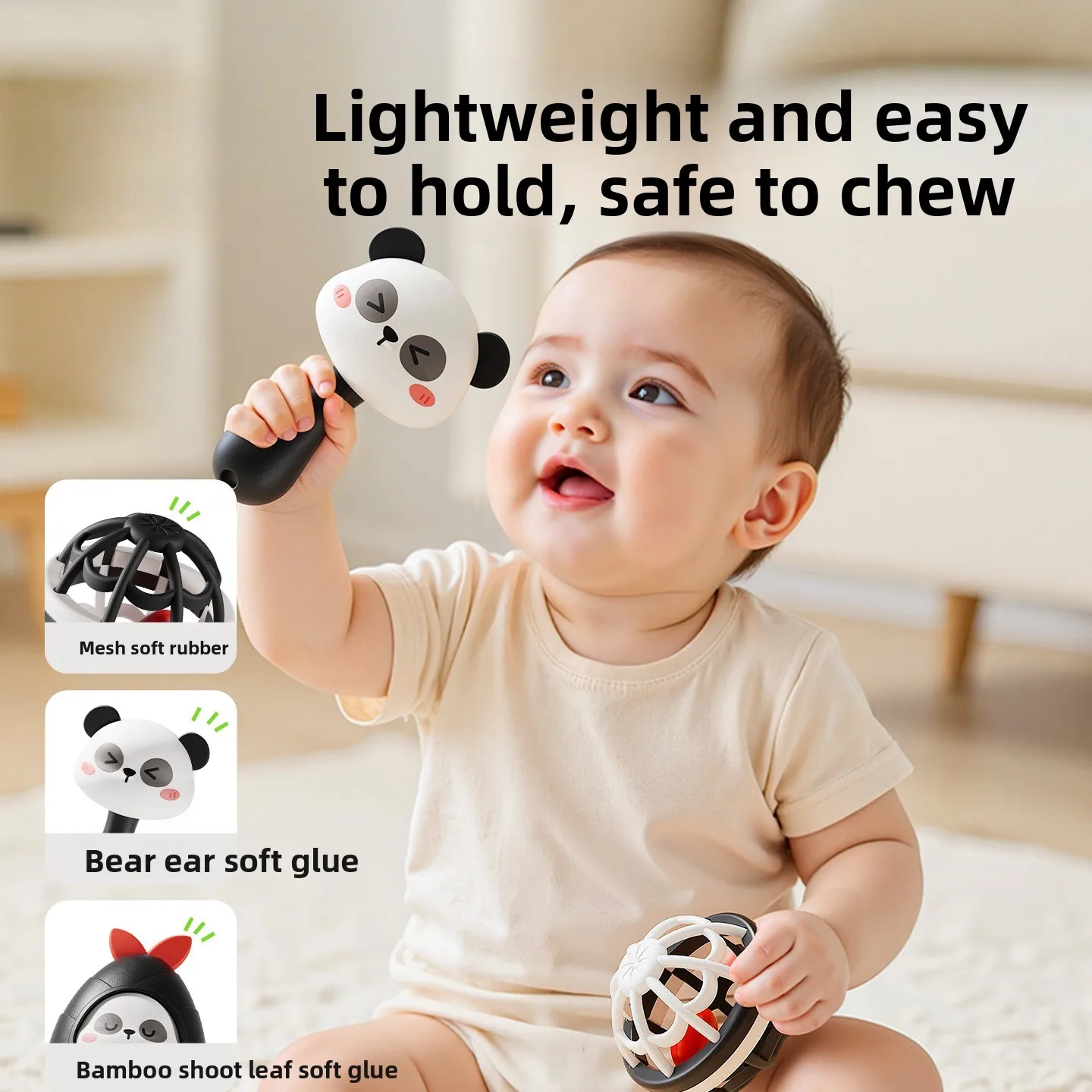 ألعاب الرضع: مجموعة هدايا خشخيشة من عمر 0 إلى 6 أشهر لحديثي الولادة مجموعة خشخيشات الباندا للأطفال الصغار #2