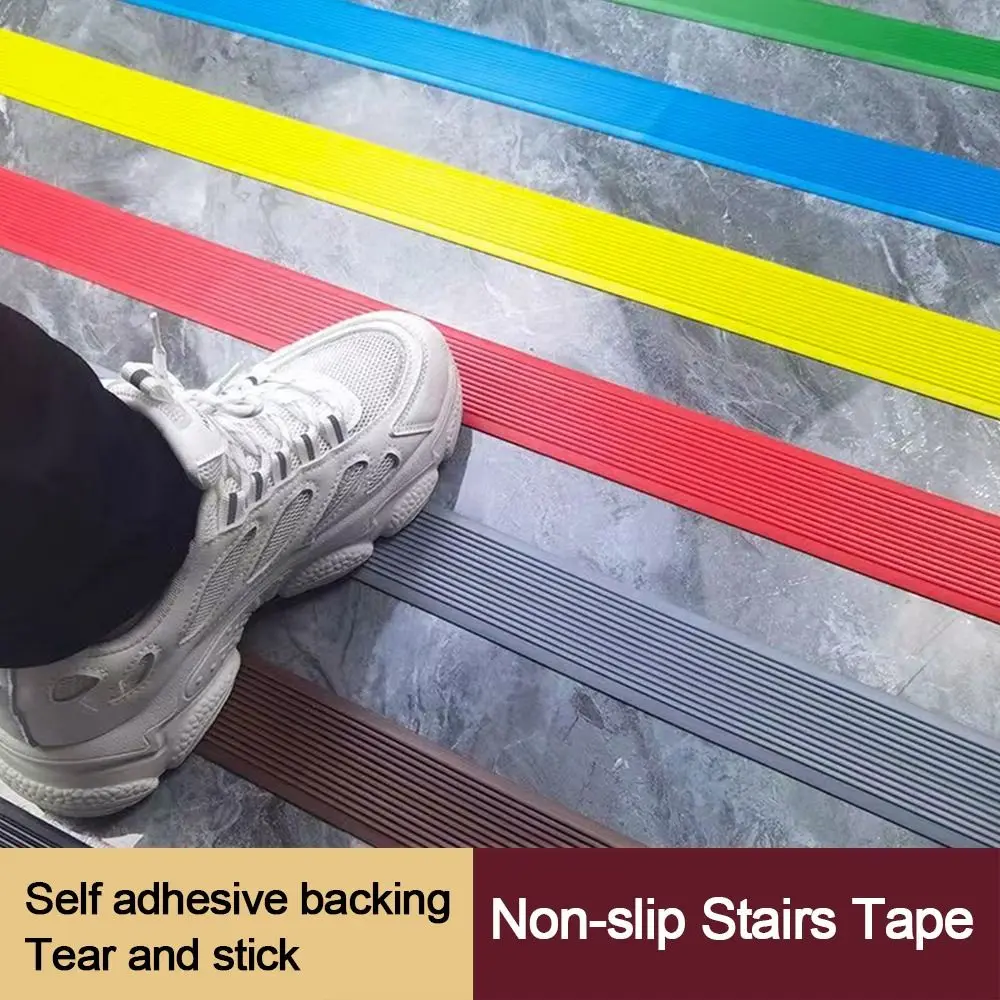 1m Anti-Slip Stair Strip Self-adhesive PCV Stair Treads Strip Color Staircase Protection Children Kindergarten Protector Rug