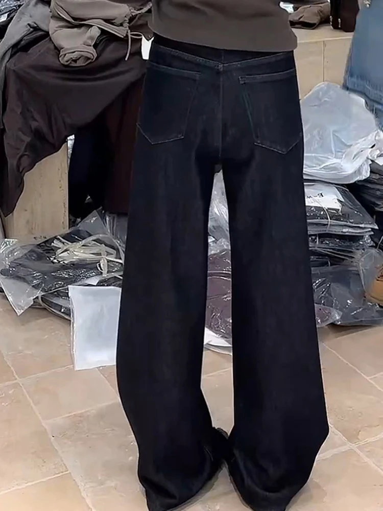 Fashionable Wide Leg Jeans Women's Casual Straight Cut High Waist Elegant Style Autumn Season Pure Color Skin Friendly Breath...