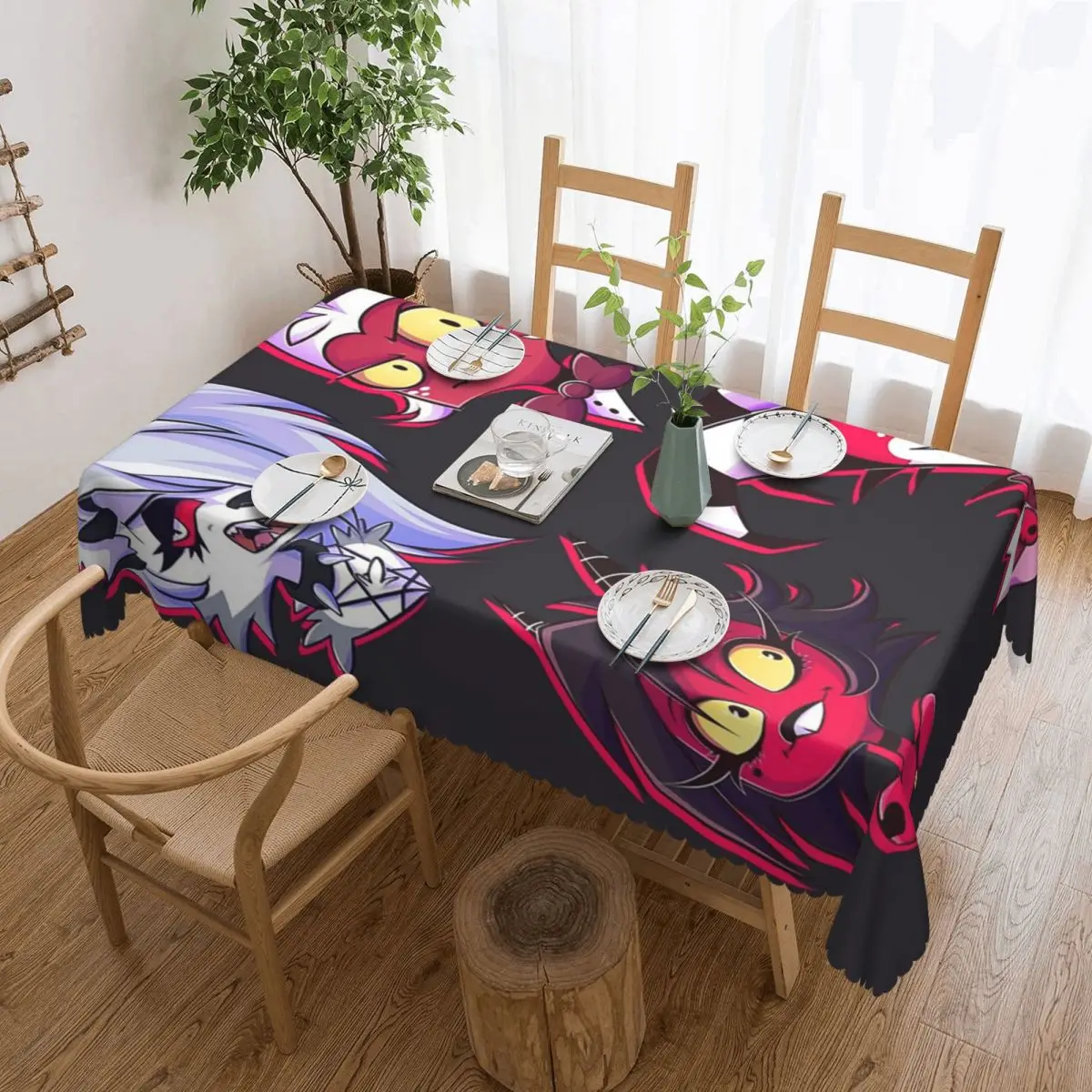 Loona Collage Helluva Boss Anime Rectangular Tablecloth Oilproof Table Cover for Festival Party Decorations Table Cloth