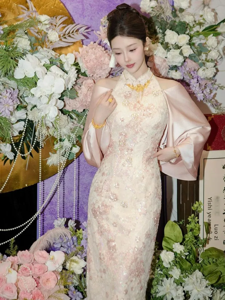 

Элегантное китайское свадебное платье-макси для женщин, для утренней фотосессии, с возможностью индивидуального пошива, для празднования помолвки